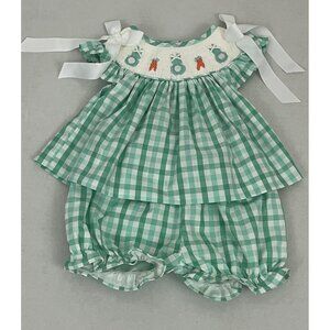 Cecil and Lou Girl's 9 months Smocked Top & Bloomer Set Bunny Rabbit Easter NWT